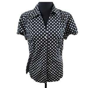 Alfani Black and White Polka Dot Button-Down Blouse